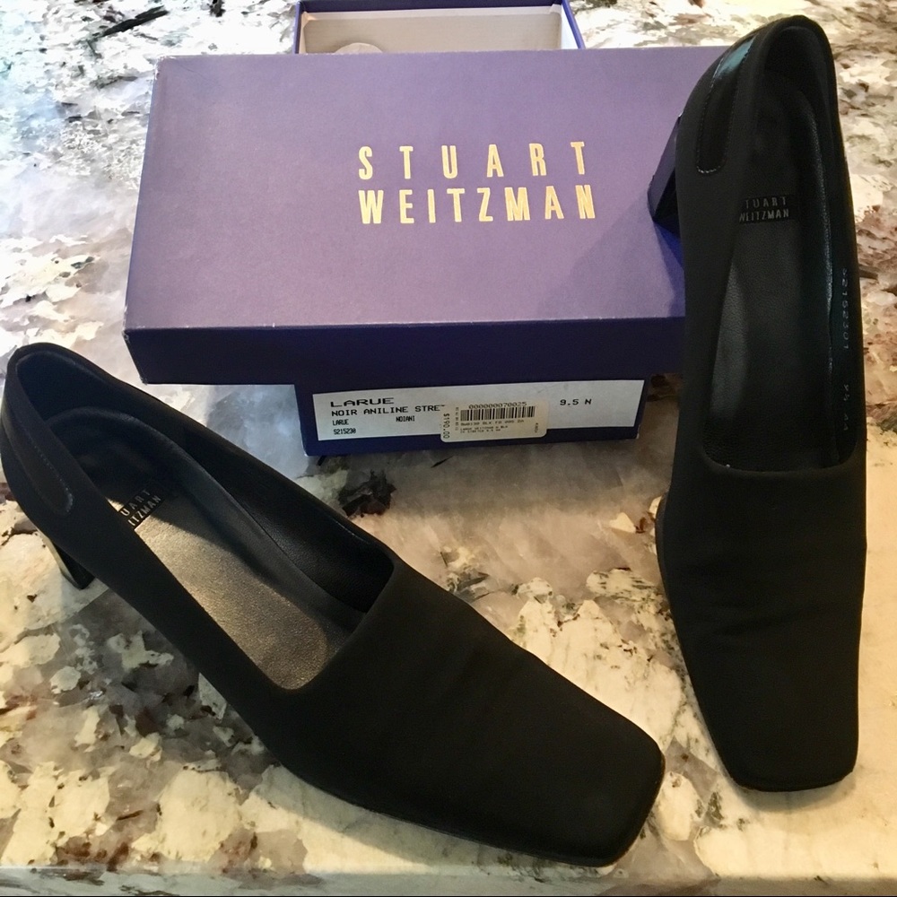 Stuart Weitzman Laru Noir Aniline Stretch heels
